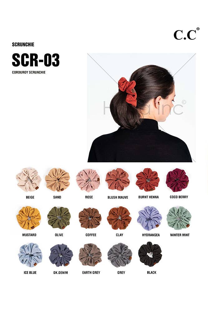 C.C Corduroy Solid Color Soft Scrunchies (11 Colors)—NEW Colors added!!