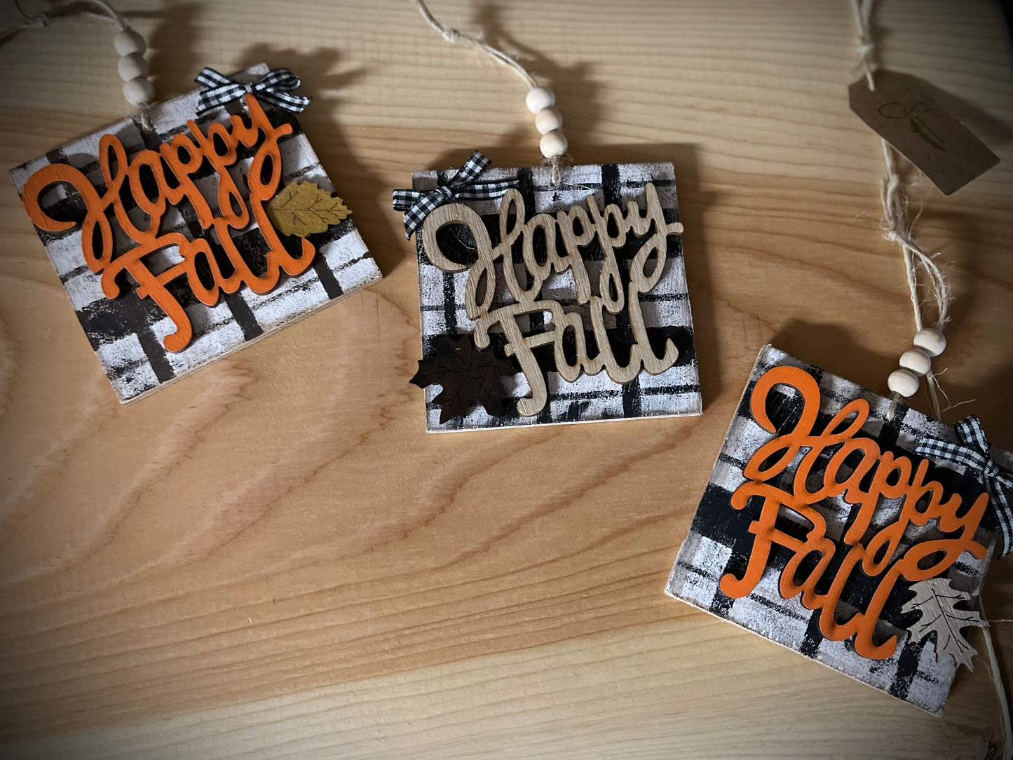 “Happy Fall” Handcrafted Harvest Ornaments