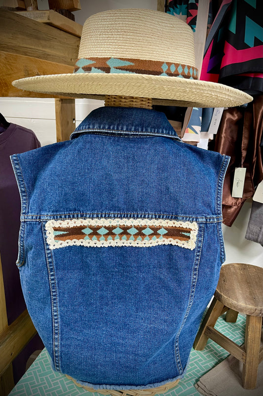 SD Custom Pendleton Wool Hand-Embellished Denim Vests