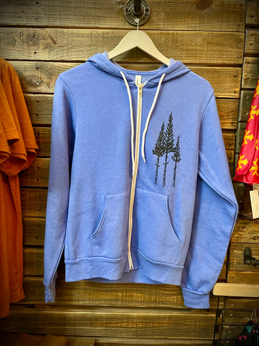 Rustic “Three Tree” Unisex Zip Hoodie
