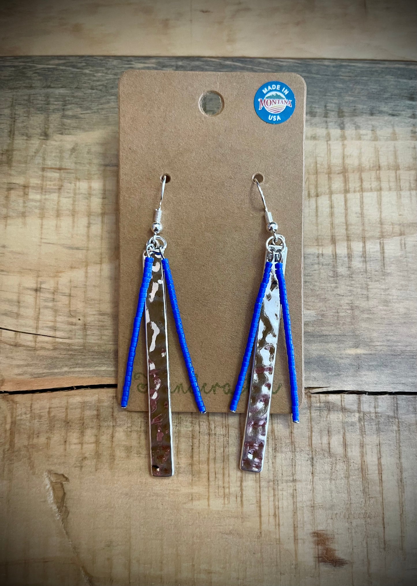 Hand-Beaded Earrings: Silver (2)