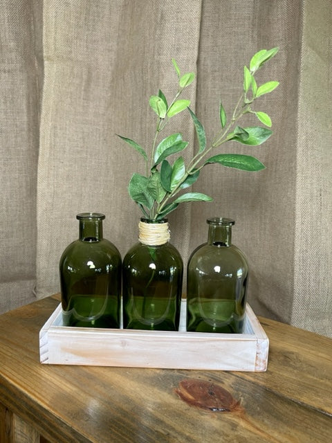 Florero con detalles de yute (juego de 3) - Verde