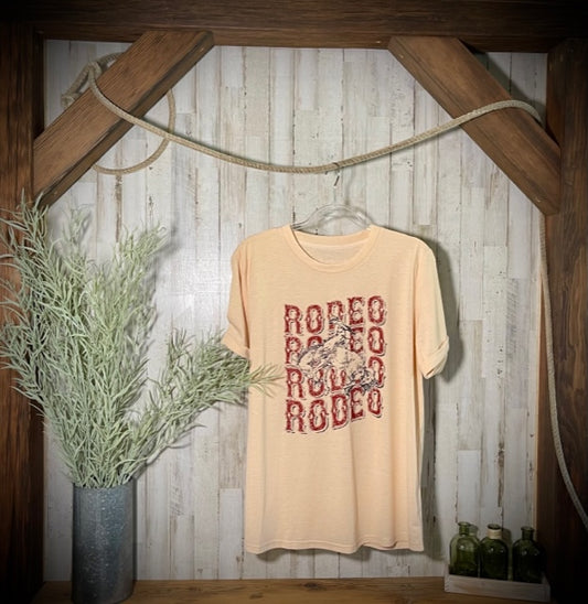 "Rodeo" Cuffed-Sleeve Printed Bronc T-Shirt