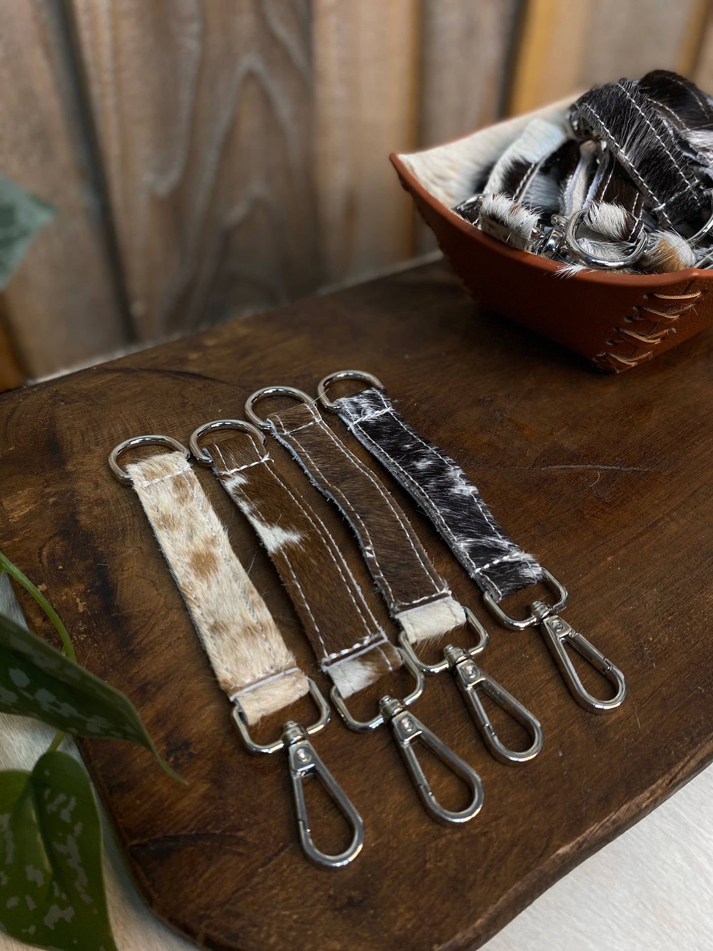 Cowhide Keychain Wristlet 