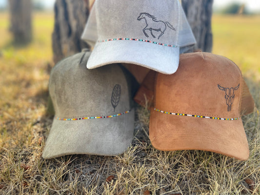 Sagebrush Exclusive x Crazy Kate Designs Hand-Beaded/Hand-Burned Baseball Caps