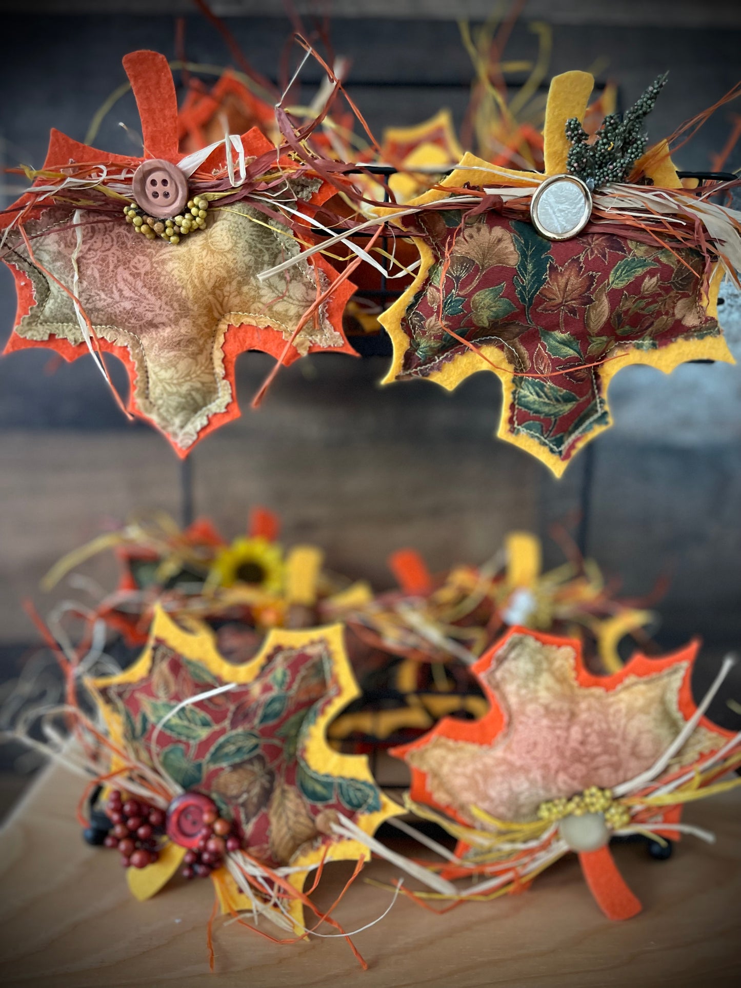 Fall Decorated “Puff” Decor:  Leaf/Pumpkin