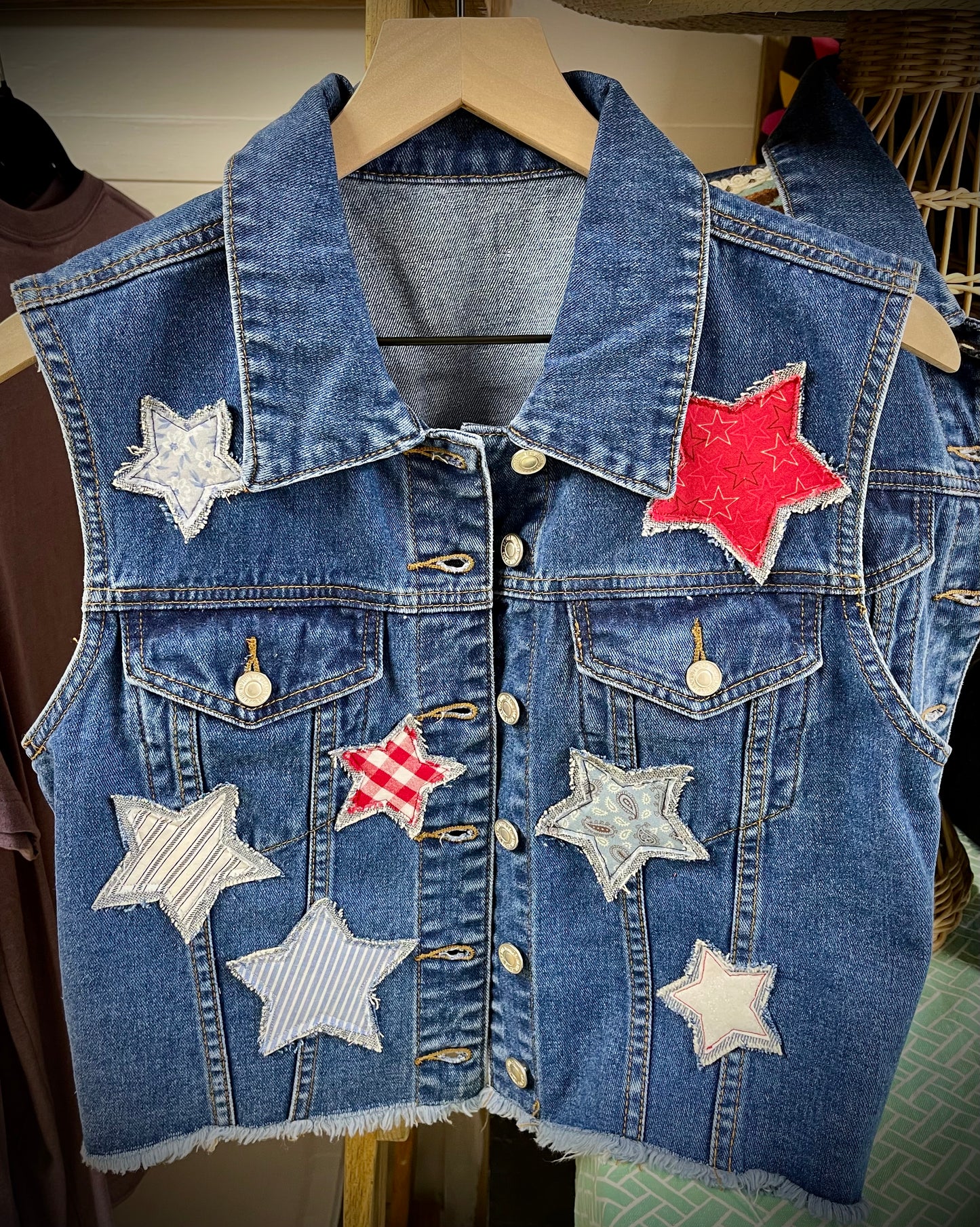 Americana Hand-Embellished Denim Vests