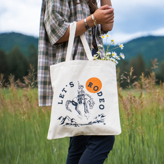 “Let's Rodeo” Tote - Natural