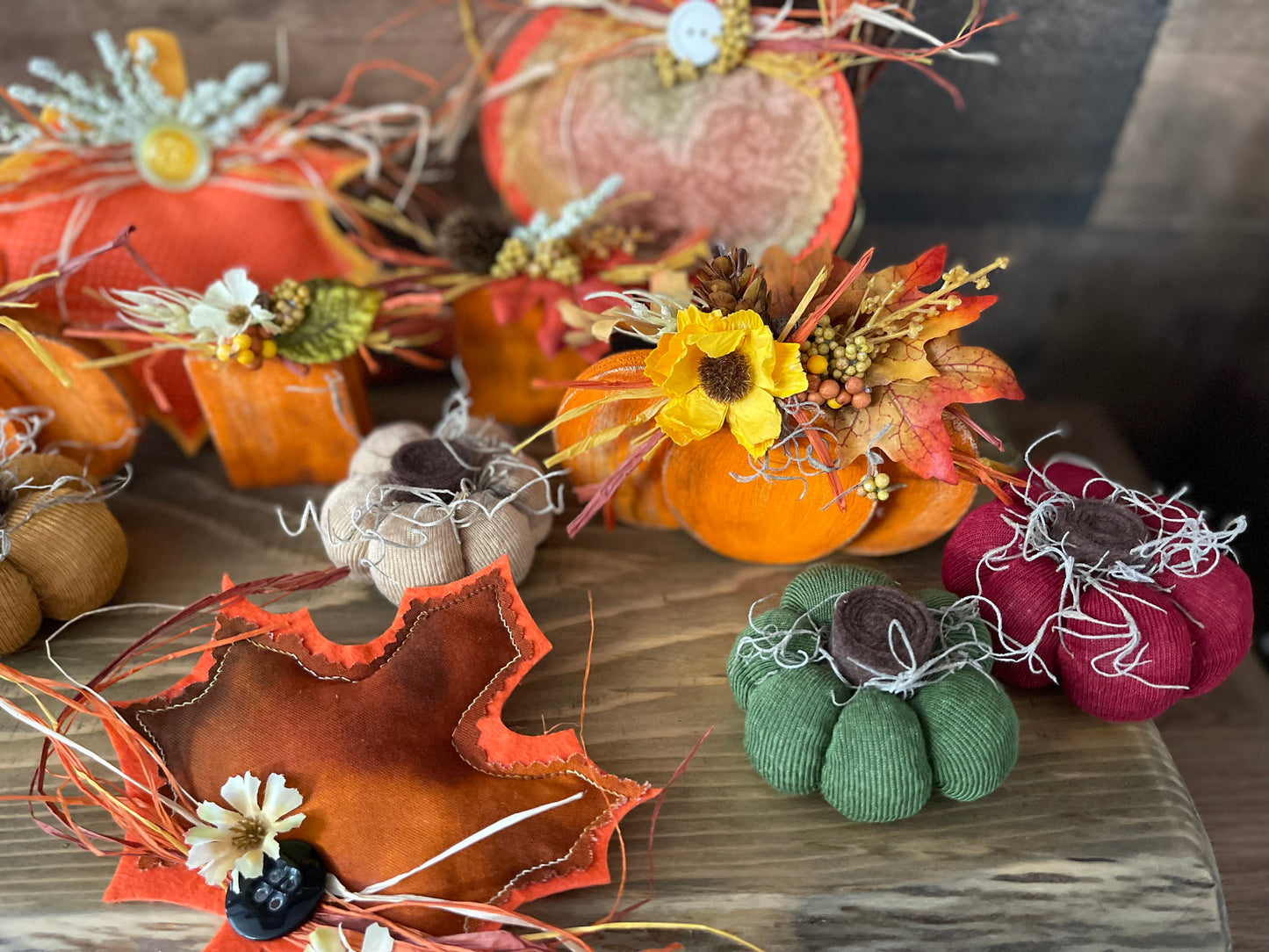 Fall Decorated “Puff” Decor:  Leaf/Pumpkin
