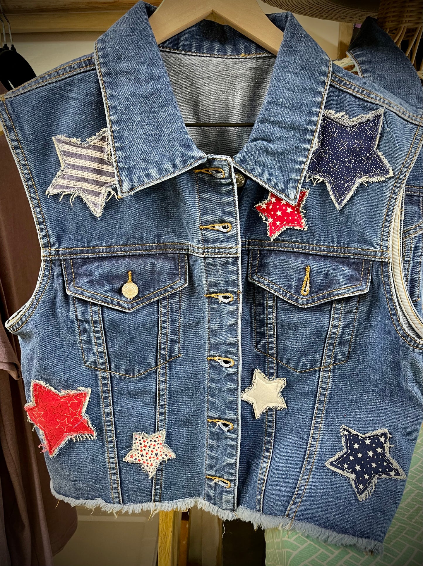 Americana Hand-Embellished Denim Vests