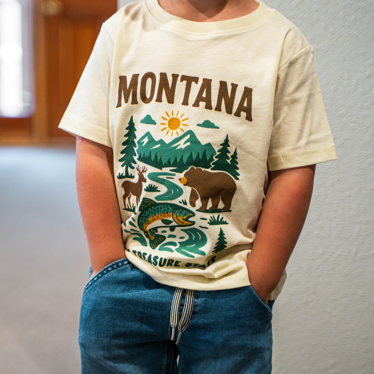 Montana Treasure State Toddler Tee - Natural