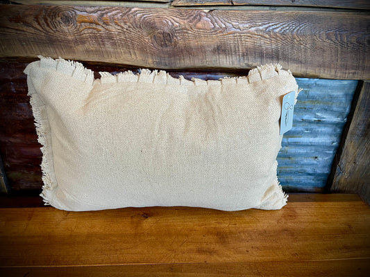Burlap Vintage Pillow w/ Fringed Ruffle