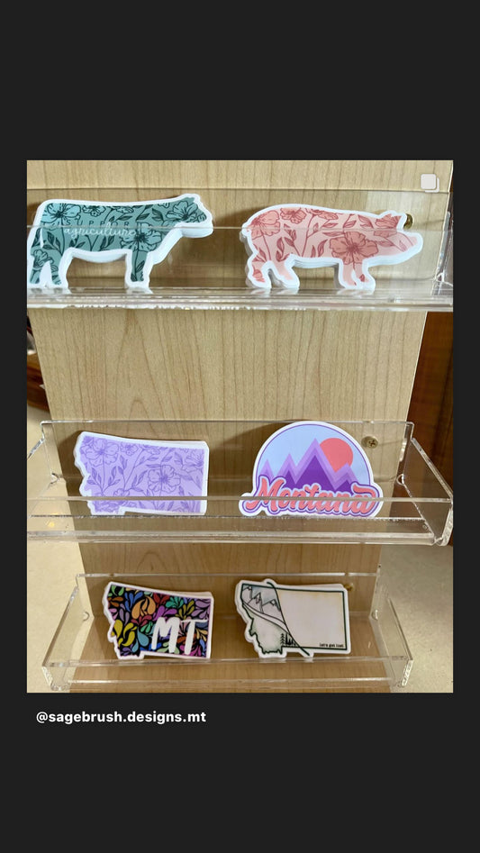 Purple Hand Drawn Wildflower Montana State Diecut Vinyl Sticker