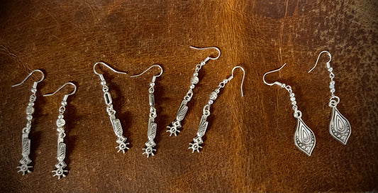 Crazy Kate Designs Hand-Beaded Earrings (The Rodeo Collection-Silver)
