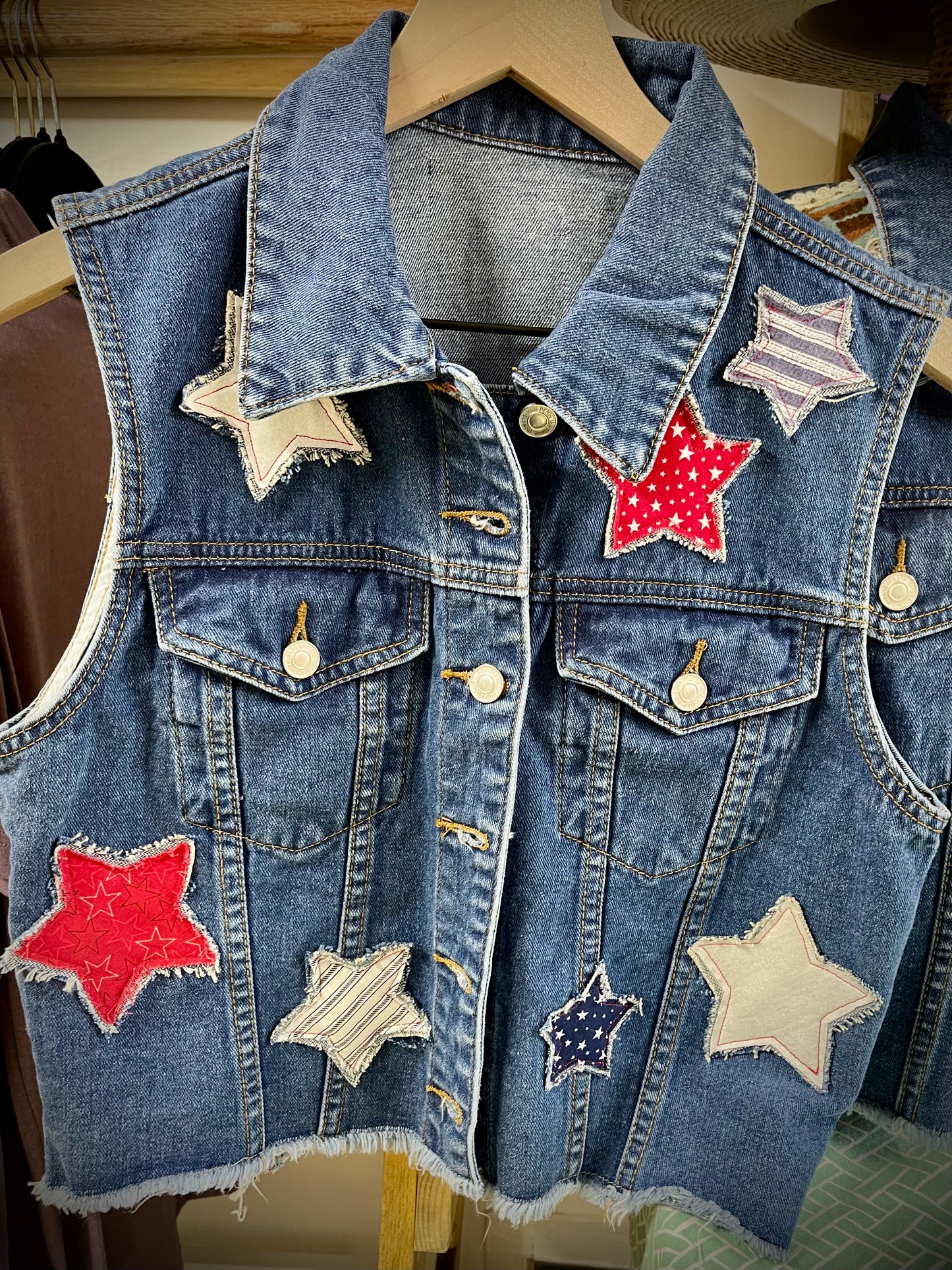 Americana Hand-Embellished Denim Vests