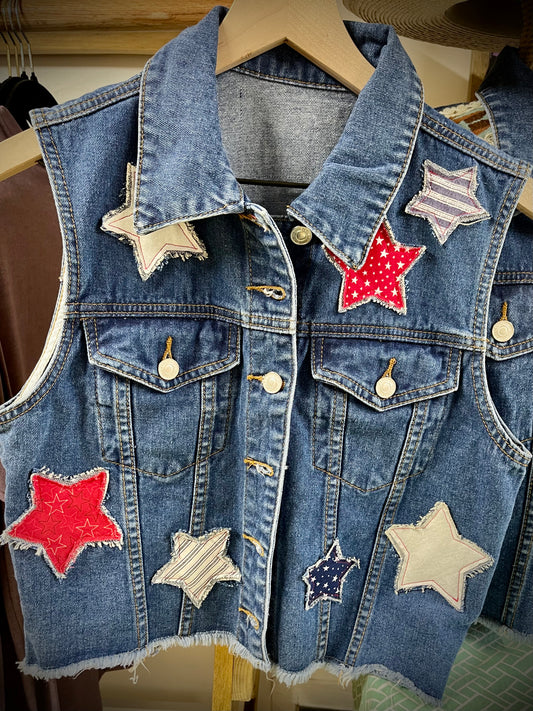 Americana Hand-Embellished Denim Vests