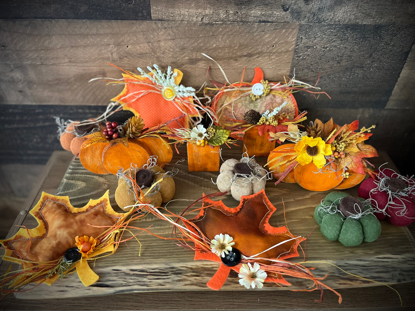 Fall Decorated “Puff” Decor:  Leaf/Pumpkin