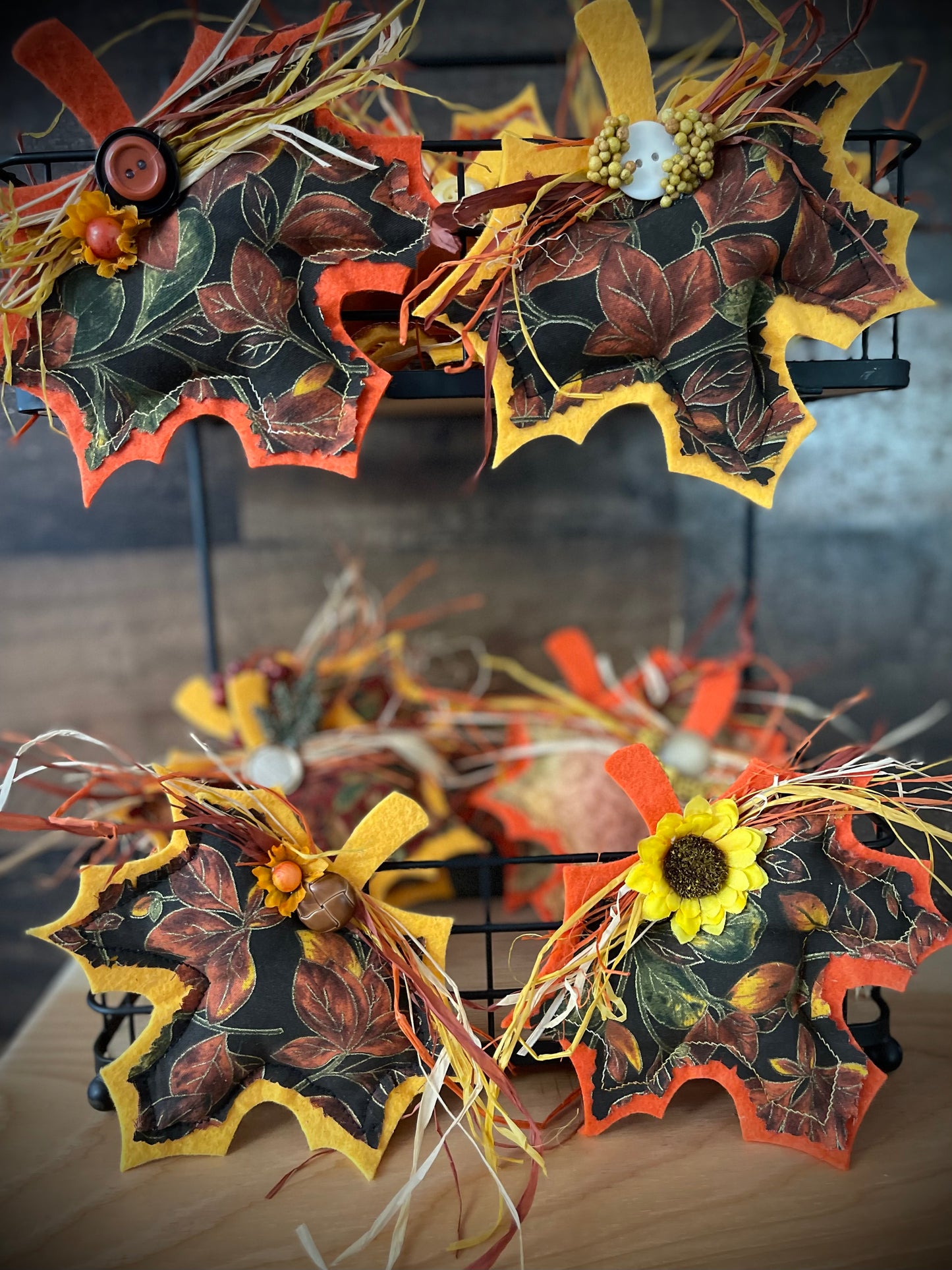 Fall Decorated “Puff” Decor:  Leaf/Pumpkin