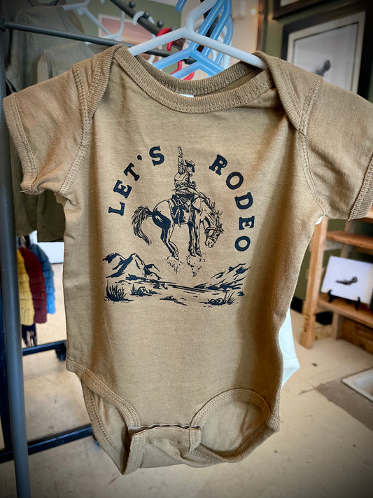 “Let's Rodeo” Onesie- Coyote Brown