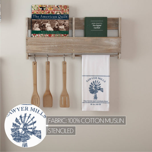 Paño de cocina blanco blanqueado de muselina de molino de viento azul "Sawyer Mills"