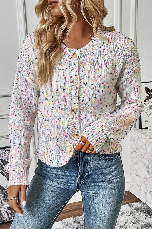 “Confetti” Button Up Long Sleeve Cardigan (4 Color Options!)