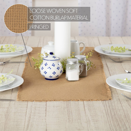 Burlap Natural Table Runner Fringed