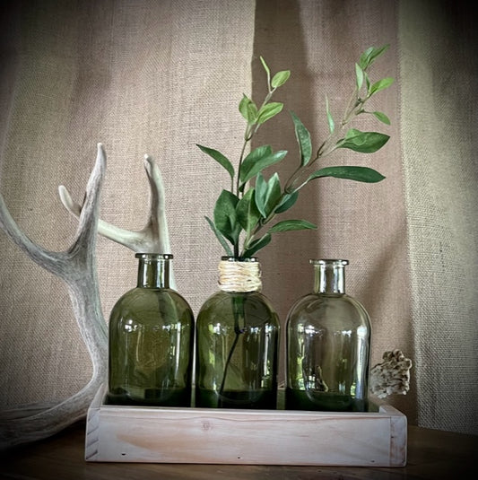 Bud Vase w/Jute Accent (Set of 3)-Green